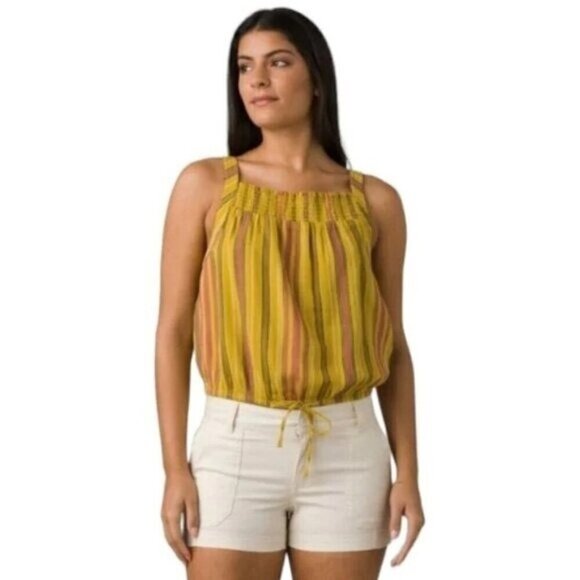 prAna Little Palm Cami in Leapfrog Stripe Drawstring Top Size XL NWT - Picture 9 of 9